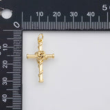 18K Gold PVD Cross rose flower charm charm charm s Charms - Tarnish Resistant