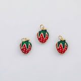 18K Gold PVD Strawberry charm enamel charm charm s Charms - Tarnish Resistant