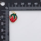 18K Gold PVD Strawberry charm enamel charm charm s Charms - Tarnish Resistant