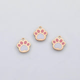 18K Gold PVD Dog paw Charms s White Gold Charms - Tarnish Resistant