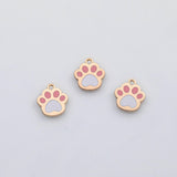 18K Gold PVD Dog paw Charms s White Gold Charms - Tarnish Resistant