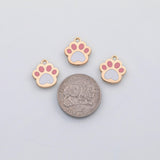 18K Gold PVD Dog paw Charms s White Gold Charms - Tarnish Resistant