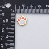 18K Gold pvd Dog paw Charms s White Gold Charms - Tarnish Resistant