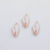 18K Gold pvd Double Heart Charms s White Gold Charms - Tarnish Resistant