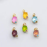 18K Gold pvd Birthstone Crystals Pendant Charms Oval Gold s White Gold Charms - Tarnish Resistant