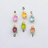 18K Gold PVD Birthstone Crystals Pendant Charms Oval Gold s White Gold Charms - Tarnish Resistant