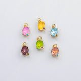 18K Gold PVD Birthstone Crystals Pendant Charms Oval Gold s White Gold Charms - Tarnish Resistant