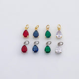 18K Gold PVD Teardrop birthstone charm s Charms - Tarnish Resistant