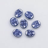 18K Gold PVD 4pcs Ceramic Flower Beads Charm Colorful ceramic shell charms hmade painted porcelain vintage - Tarnish Resistant