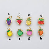 18K Gold PVD Fruit grape carrot lemon lime cherry pineapple charm s Charms - Tarnish Resistant