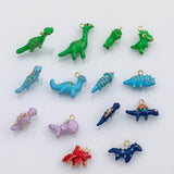 18K Gold PVD Dinosaur stegosaurus t-rex triceratops enamel charm s Charms - Tarnish Resistant