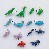 18K Gold PVD Dinosaur stegosaurus t-rex triceratops enamel charm s Charms - Tarnish Resistant