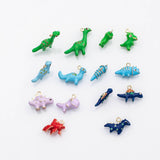 18K Gold PVD Dinosaur stegosaurus t-rex triceratops enamel charm s Charms - Tarnish Resistant