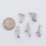 18K Gold PVD Musical instruments trumpet harp clarinet trombone saxophone sax charm s Charms - Tarnish Resistant