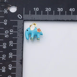 18K Gold PVD Elephant blue enamel charm s Charms - Tarnish Resistant