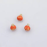 18K Gold PVD Pumpkin Jack-o'-lantern charm halloween fruit enamel charm s Charms - Tarnish Resistant