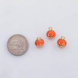 18K Gold PVD Pumpkin Jack-o'-lantern charm halloween fruit enamel charm s Charms - Tarnish Resistant