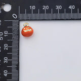 18K Gold PVD Pumpkin Jack-o'-lantern charm halloween fruit enamel charm s Charms - Tarnish Resistant