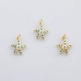 18K Gold PVD Starfish Charm 14x17mm Blue Turquoise - Tarnish Resistant