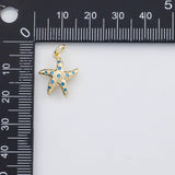 18K Gold PVD Starfish Charm 14x17mm Blue Turquoise - Tarnish Resistant