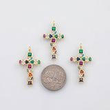 18K Gold PVD Cross charm multicolor charm charm s Charms - Tarnish Resistant