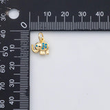 18K Gold PVD Elephant charm turquoise s Charms - Tarnish Resistant