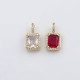18K Gold PVD rectangle charms sapphire blue clear charm birthstone s 21x11mm - Tarnish Resistant