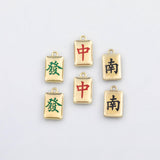 18K Gold PVD Mahjong tiles charm - Tarnish Resistant
