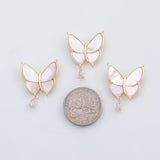 18K Gold PVD Butterfly mother of pearl charm - Tarnish Resistant
