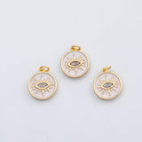 18K Gold pvd Evil eye white enamel charm - Tarnish Resistant