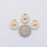 18K Gold PVD Evil eye white enamel charm - Tarnish Resistant