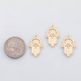 18K Gold PVD Hamsa H of fatima charm - Tarnish Resistant