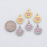 18K Gold PVD Pink daisy flower charm s Charms - Tarnish Resistant