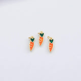 18K Gold PVD Carrot enamel fruit charm s Charms - Tarnish Resistant