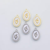 18K Gold PVD Flower oval charm mother of pearl charm s Charms - Tarnish Resistant