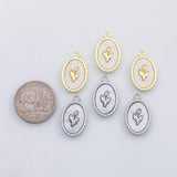 18K Gold PVD Flower oval charm mother of pearl charm s Charms - Tarnish Resistant