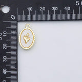 18K Gold PVD Flower oval charm mother of pearl charm s Charms - Tarnish Resistant