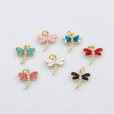 18K Gold PVD Dragonfly damselfly charm s Charms - Tarnish Resistant