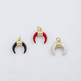 18K Gold PVD Enamel horn charm white black red s Charms - Tarnish Resistant