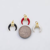 18K Gold PVD Enamel horn charm white black red s Charms - Tarnish Resistant