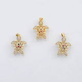 18K Gold PVD 3D Sea Turtle cage with s inside charm s Charms - Tarnish Resistant