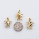18K Gold PVD 3D Sea Turtle cage with s inside charm s Charms - Tarnish Resistant