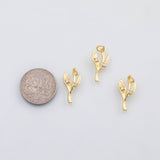 18K Gold PVD Flower leaf grass plant charm s Charms - Tarnish Resistant