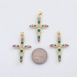18K Gold PVD Fancy cross multicolor charm s Charms - Tarnish Resistant
