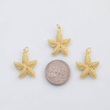 18K Gold PVD Starfish starfish charm s Charms - Tarnish Resistant