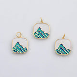 18K Gold PVD Mountain scene enamel charm s Charms - Tarnish Resistant