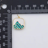 18K Gold PVD Mountain scene enamel charm s Charms - Tarnish Resistant