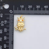 18K Gold PVD Owl charm s Charms - Tarnish Resistant
