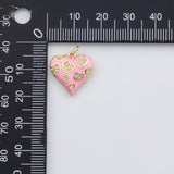 18K Gold PVD Pink red heart enamel charm valentine's day s Charms - Tarnish Resistant