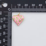 18K Gold PVD Pink red heart enamel charm valentine's day s Charms - Tarnish Resistant